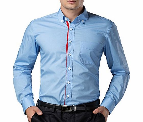 Paul Jones  Mens Casual Slim Fashion Dress Shirts Light Blue(XL)