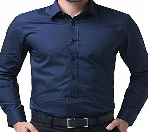 Paul Jones  Navy Blue Mens Casual Slim Dress Shirts(L)