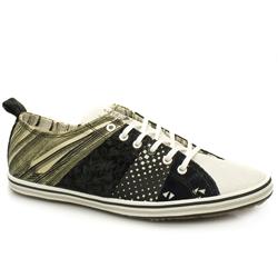 Male P.S Musa Patch Fabric Upper Fashion Trainers in Black and White