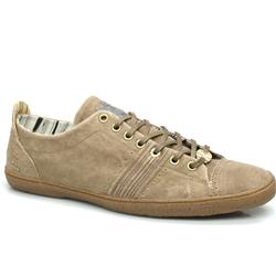 Male P.S West Lux Leather Upper Fashion Trainers in Brown