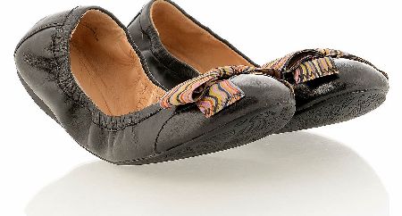 Womens Black Nappa Lucerne Flat Shoes