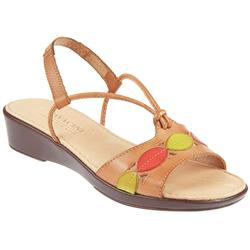 Pavacini Female Des901 Leather Upper Leather Lining Casual Sandals in Camel-Red, White-Yellow