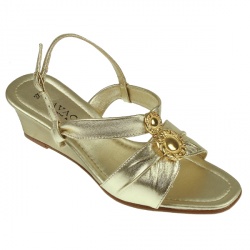 Pavacini Womens Zod558 Leather Upper Comfort Sandals in Gold