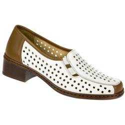Pavers Comfort Female Hattie Leather Upper Leather Lining Casual in White-Navy, White-Tan