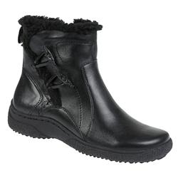 Female Sinead Leather Upper Boots in Black & Black Fur, Brown