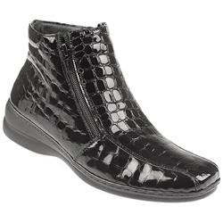 Female AVAIL1004 Leather Upper Leather Lining Casual Boots in Black Pat Croc