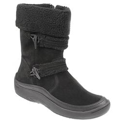 Female EARTH1000 Leather nubuck Upper Textile Lining Casual Boots in Black