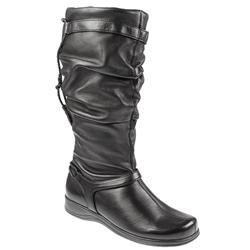 Female EARTH1002 Leather Upper Textile/Other Lining Casual Boots in Black