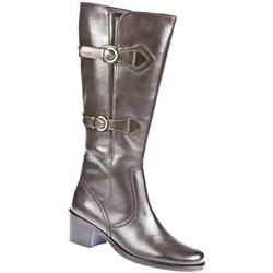Female Heidi Leather Upper Textile Lining Boots in Black, Black Croc, Brown