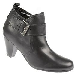 Female JEAN1001 Leather Upper Comfort Ankle Boots in Black Leather