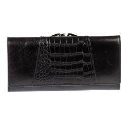 Female Leather Purse Bags in Black Croc, BROWN CROC