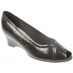 Pavers Female Pic707 Textile Lining Comfort Small Sizes in Black Crackle Patent