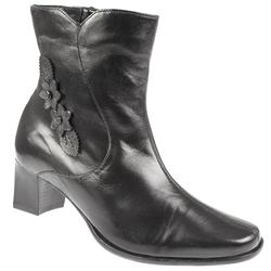 Female PKL1052 Leather Upper Leather/Textile Lining Comfort Ankle Boots in Black Crinkle Patent