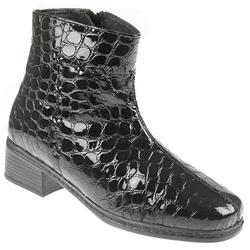 Female NAP1007 Leather Upper Leather Lining Comfort Ankle Boots in Black Pat Croc