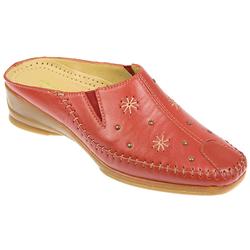 Female Nap706 Leather Upper Leather Lining Mules in Red