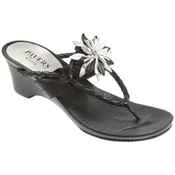 Pavers wide fit Female Wong700 Leather Upper Leather Lining Comfort Sandals in Black Multi, White-Gold