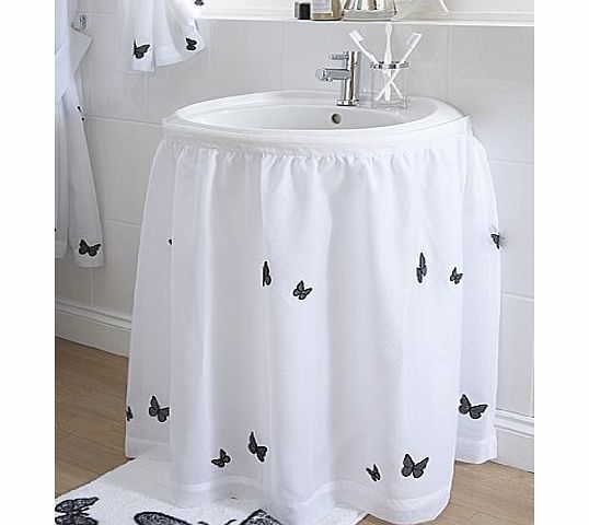 PCJ SUPPLIES BUTTERFLY BLACK WHITE BATHROOM EMBROIDERED SINK SURROUND 130 X 79CM 51`` X 31``