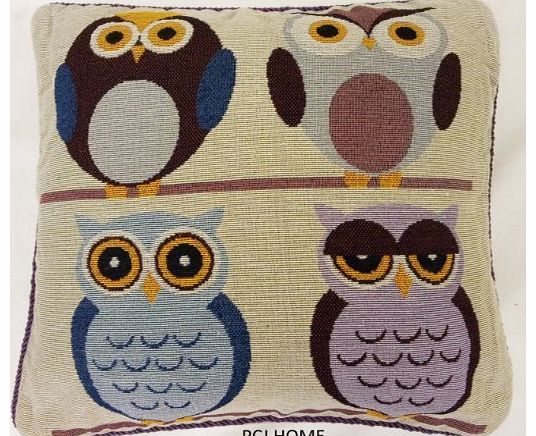STUNNING CUTE OWLS OWL BIRDS TAPESTRY VELVET 18`` THICK FUNKY CUSHION COVER *AS*