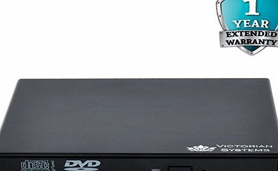 PCSOLUTIONS Slimline USB External DVD Rom drive in Black Reads / Plays both CD 