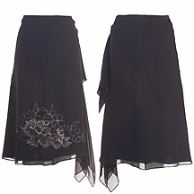 Black embroidered flower skirt