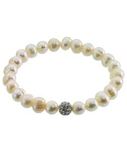 Pearl Stretch Bracelet with Glitterball