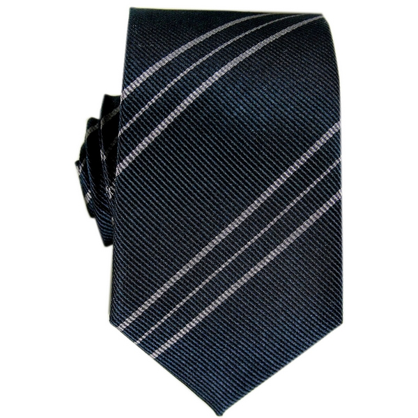 Grey / Navy Stripe Tie by