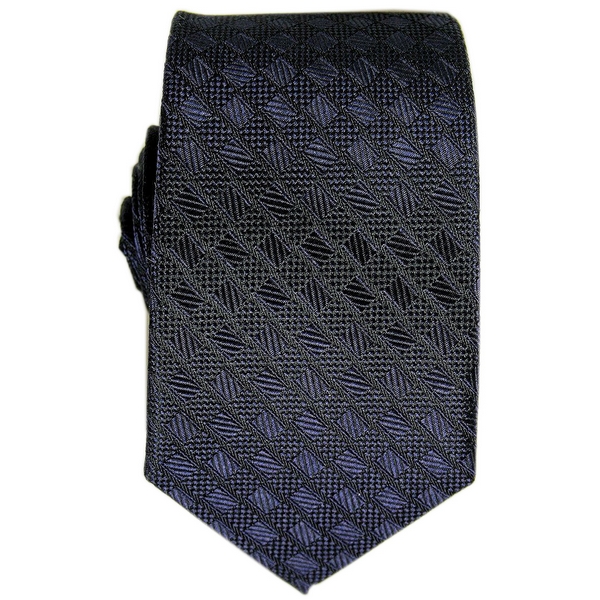 Navy Tie with Squares Pattern by