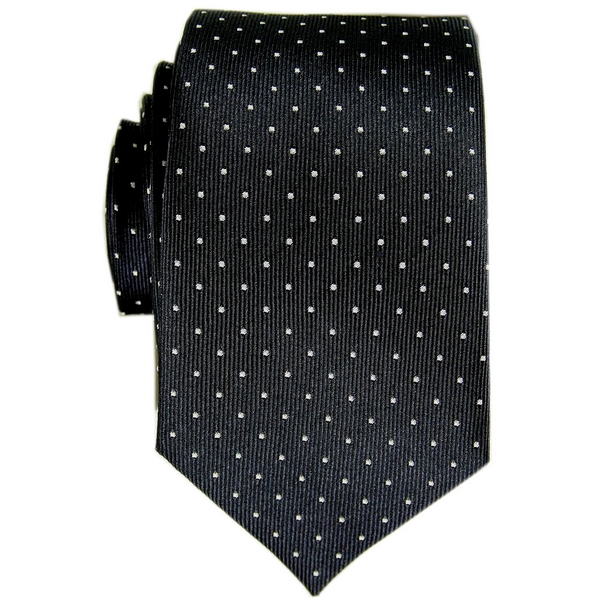 Navy Tie with White Spots by