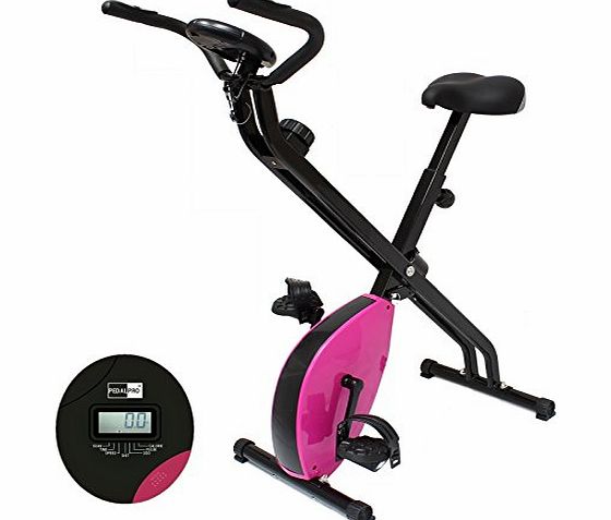 PedalPro Folding Exercise Bike - Pink/Black - Keep Fit amp; Lose Weight At Home