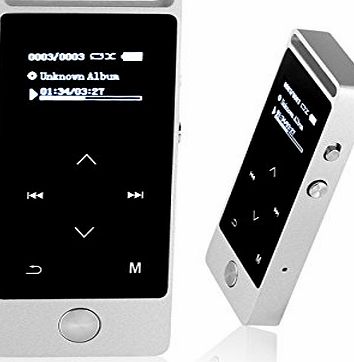 Peficecy Music player, 8GB Mini Touch Button Hi-Fi Lossless Sound Metal MP3 Player, Support Expandable up to 32GB (Silver)
