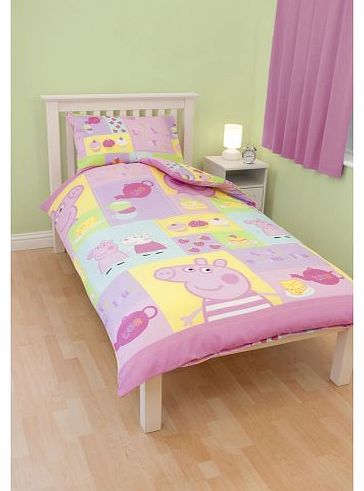 Peppa Pig Girls Peppa Pig Design Reversible Quilt/Duvet Cover Bedding Set (Single Bed) (Pink)