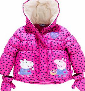 Peppa Pig Girls Puffer Coat with Mittens -
