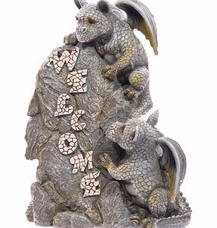 PERFECT PLANTS Dragon garden ornament Welcome Sign. 31cm tall