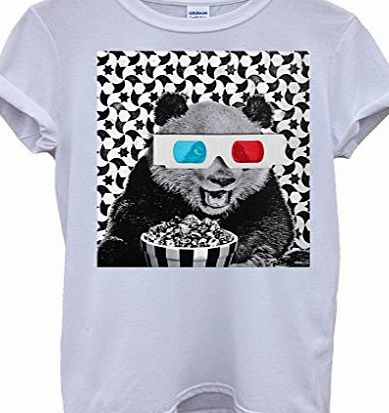 Perky Fashion 3D Glasses Panda Cinema Popcorn Funny Hipster Swag White Men Women Unisex Top T-Shirt-Small