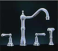 Perrin and Rowe 4776PF Country Collection Alsace Three Hole Sink Mixer Tap with Rinse