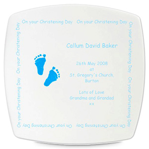 personalised Blue Footprint Design Plate