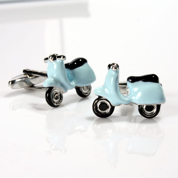 Personalised Blue Scooter Cufflinks