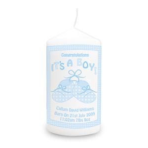 Personalised Bootee Its a Boy Candle