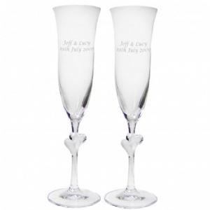 Champagne Flutes with Heart Stems