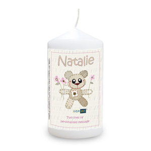 Cotton Zoo Pink Tweed the Bear Candle