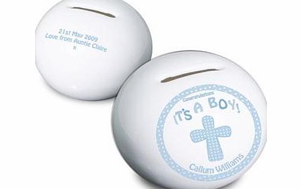 Personalised Cross Its a Boy Moneybox