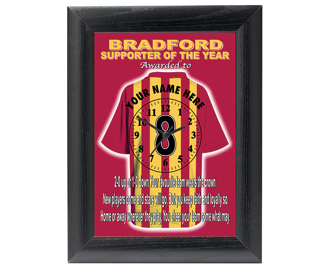 personalised Football Clock - Bradford City