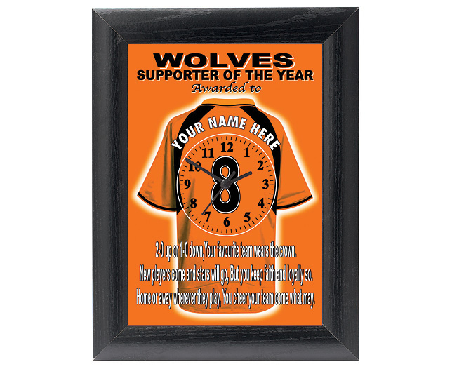personalised Football Clock - Wolverhampton Wanderers (Wolves)