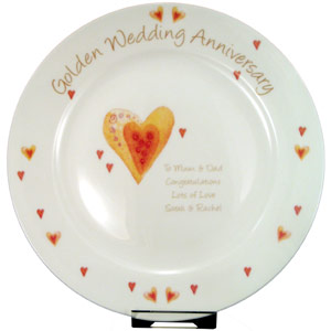 personalised Golden Wedding Anniversary Plate