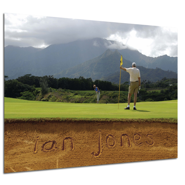 personalised Golf Bunker Poster Black Frame