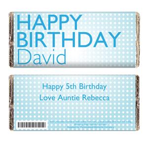 Personalised Happy Birthday Blue Dots Chocolate