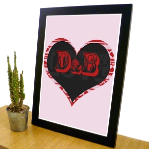Heart Print with Couples Initials