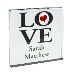 Personalised Love Small Crystal Block