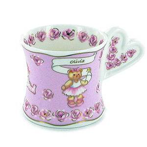 Personalised Name Pink Girl Heart Cup