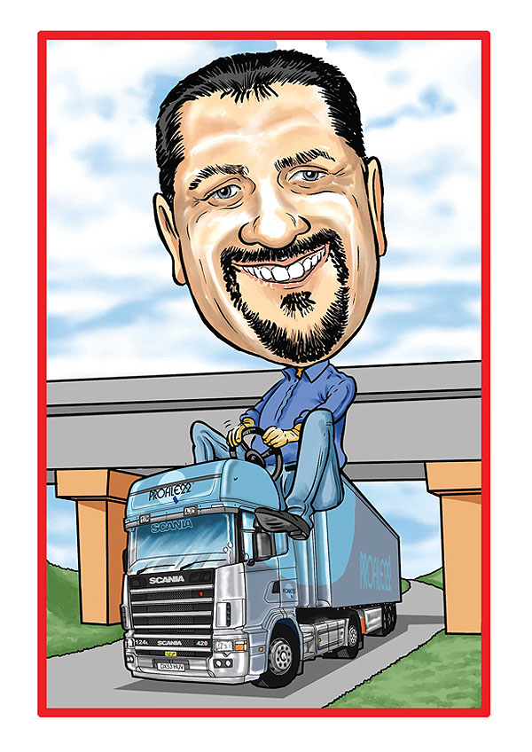 Occupation Caricatures Truck Driver